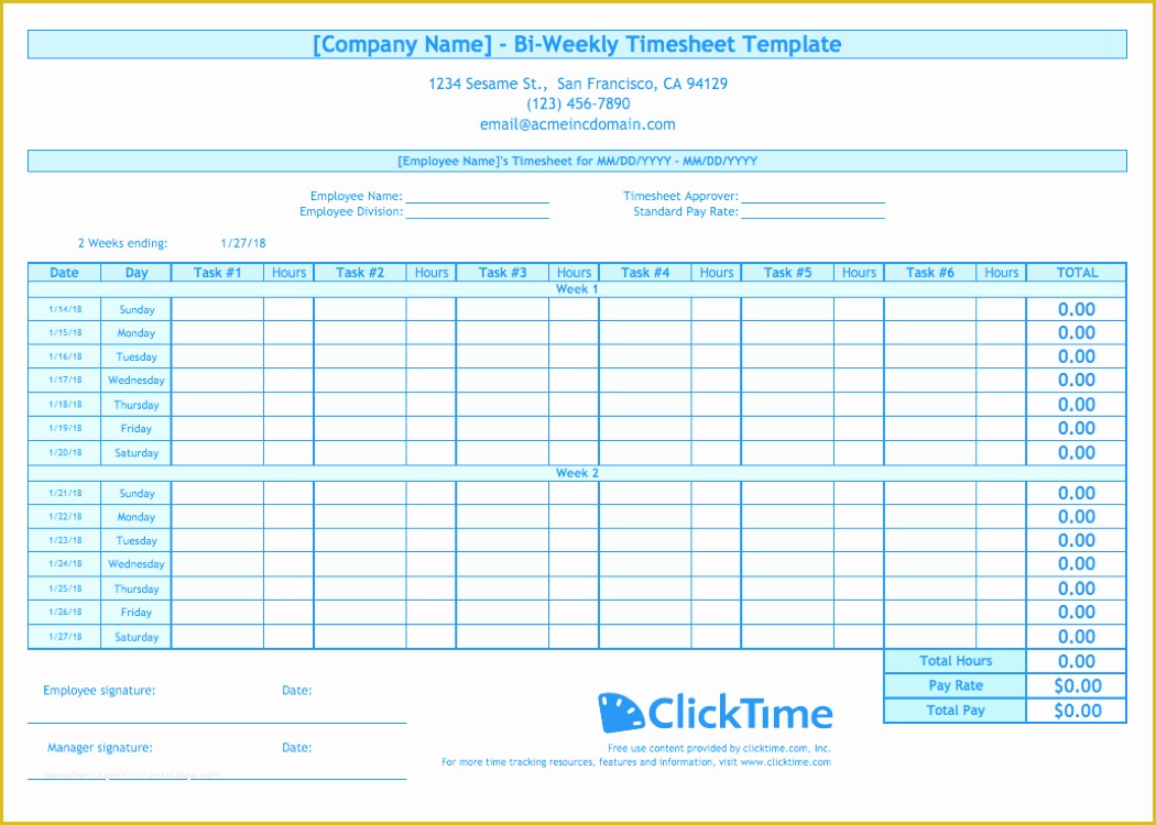 Free Excel Biweekly Timesheet Template Of Biweekly Timesheet Template Free Excel Templates
