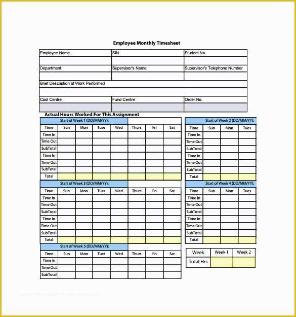 Free Excel Biweekly Timesheet Template Of Monthly Timesheet Template 22 Download Free Documents