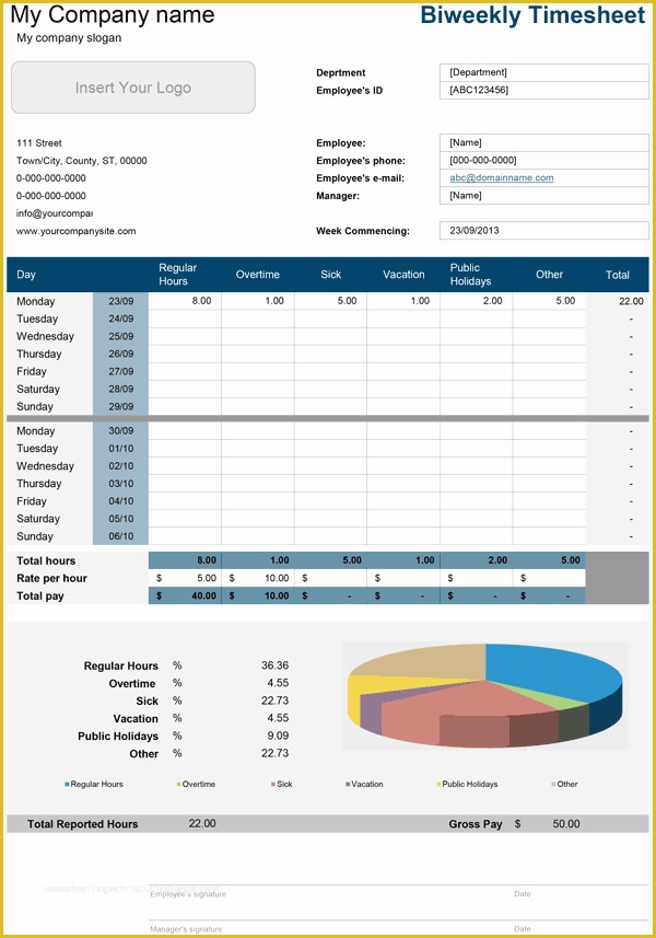 Free Excel Biweekly Timesheet Template Of Weekly Timesheet Template