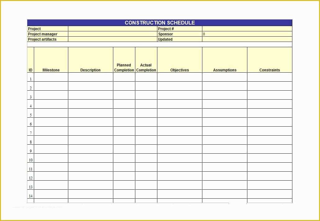 Free Excel Construction Templates Of 21 Construction Schedule Templates In Word & Excel