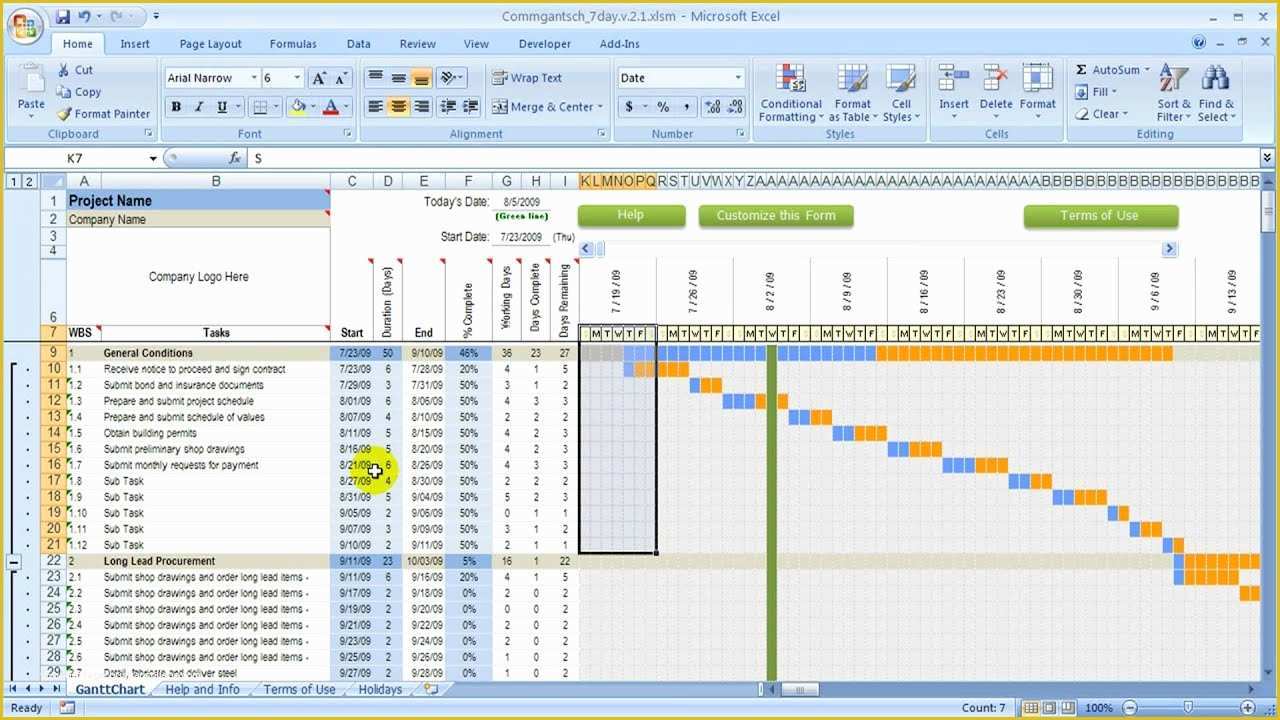 Free Excel Construction Templates Of 7 Day Construction Schedule Overview Done with Excel