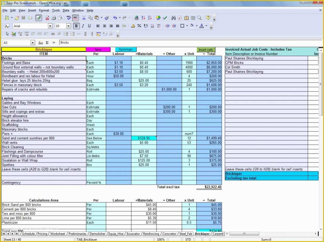 Free Excel Construction Templates Of Construction Estimate Template Free Download Example Of