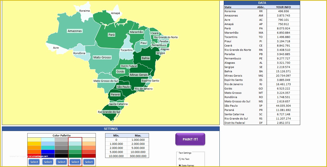 Free Excel Heat Map Template Of Brazil Heat Map Generator Dynamic &amp; Printable Excel Template