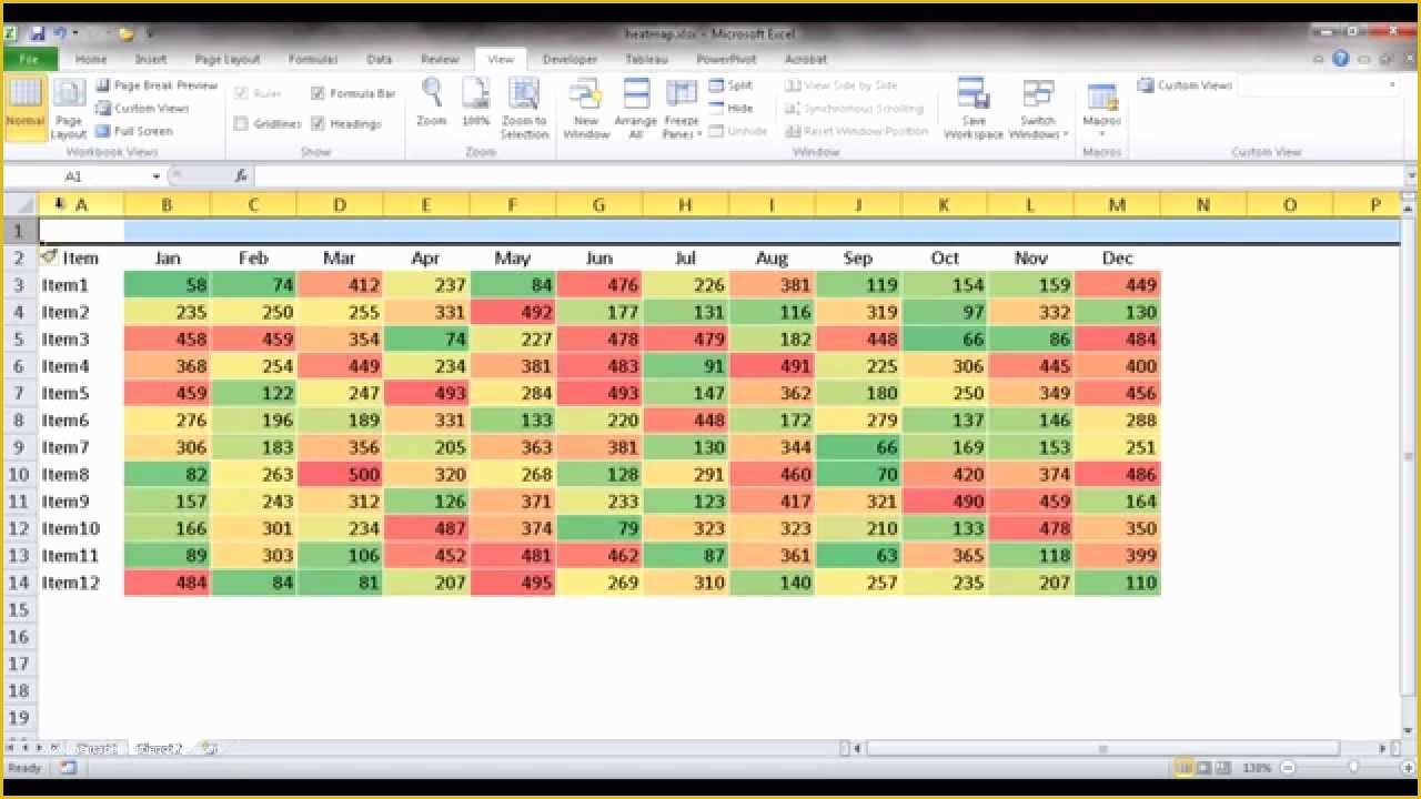 Free Excel Heat Map Template Of Create A Heat Map Table