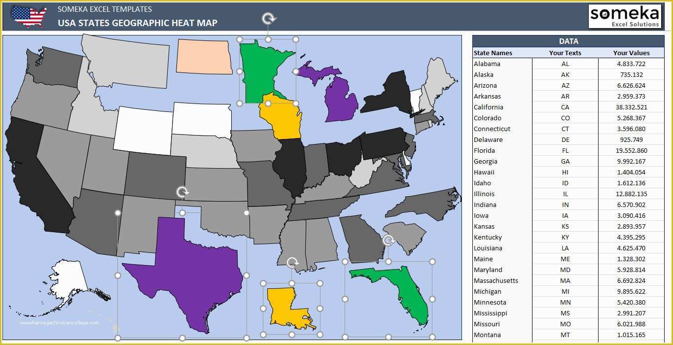 Free Excel Heat Map Template Of Excel Us Map Template Usa Heat Map Excel Template