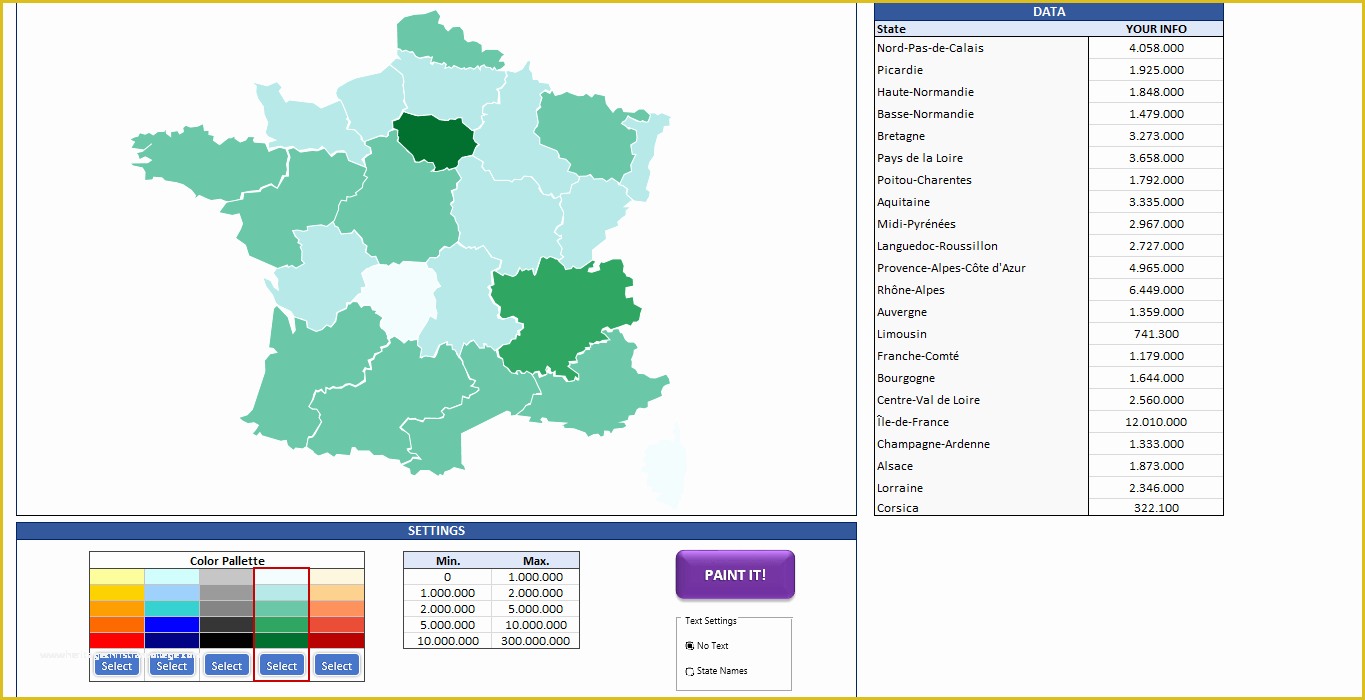Free Excel Heat Map Template Of France Provinces Geographic Heat Map Generator Excel