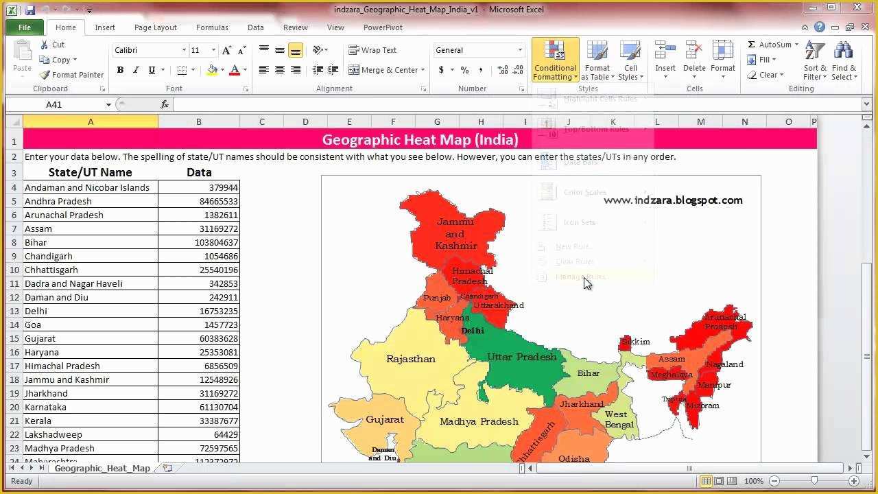 Free Excel Heat Map Template Of Geographic Heat Map India Excel Template How to Change