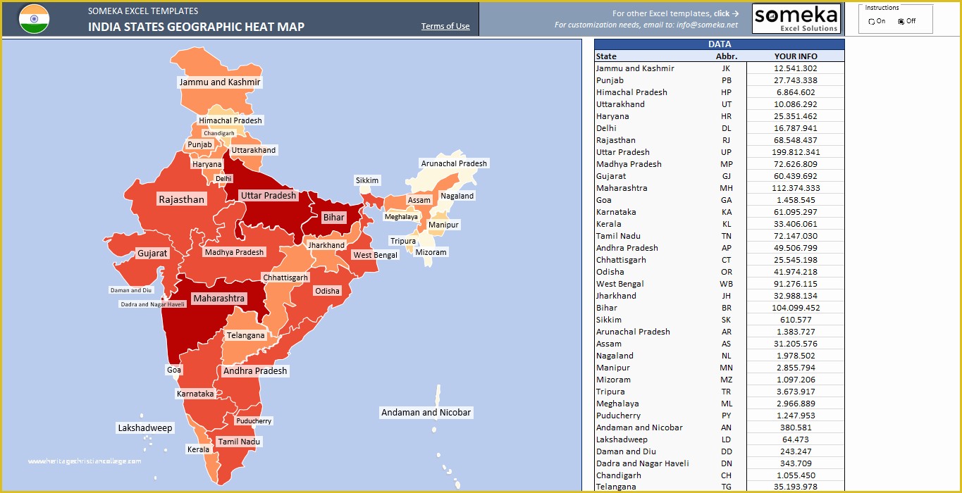 Free Excel Heat Map Template Of India States Geographic Heat Map Generator Excel Template