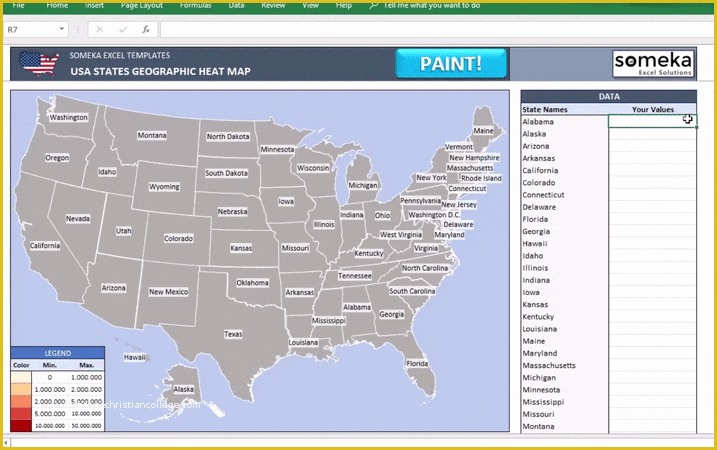 Free Excel Heat Map Template Of Usa Heat Map Excel Template Automatic State Coloring