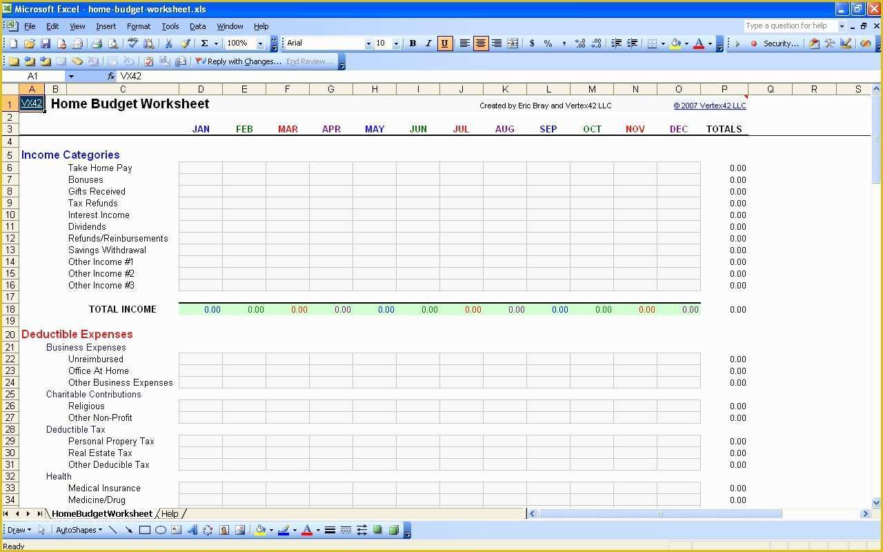 Free Excel Home Budget Template Of Free Personal Bud Spreadsheet Template Excel Monthly