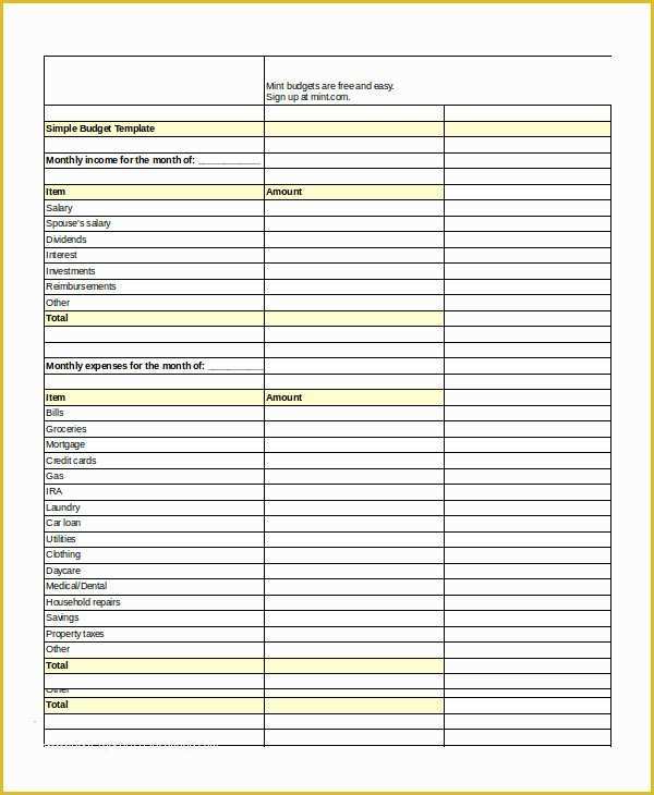 Free Excel Home Budget Template Of Free Simple Bud Worksheet Template Walachfo