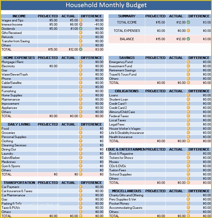 Free Excel Home Budget Template Of Household Bud Template Excel