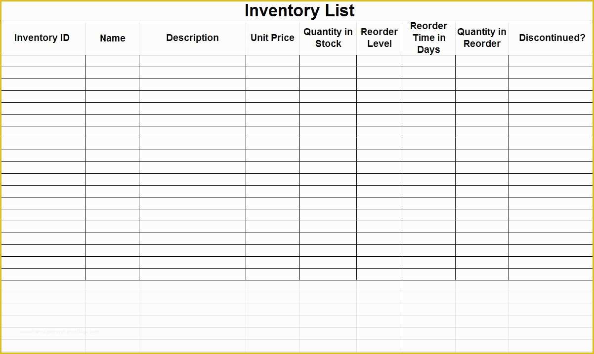 Free Excel Inventory Database Template Of Inventory Template