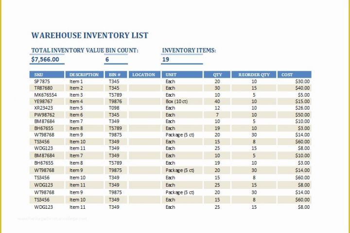 Free Excel Inventory Database Template Of Ms Excel Warehouse Inventory List Template