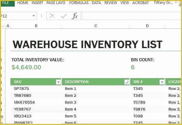 Free Excel Inventory Database Template Of Warehouse Inventory Excel Template