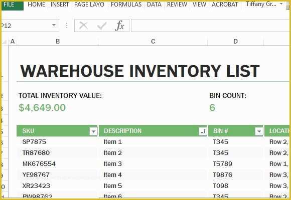 Free Excel Inventory Database Template Of Warehouse Inventory Excel Template