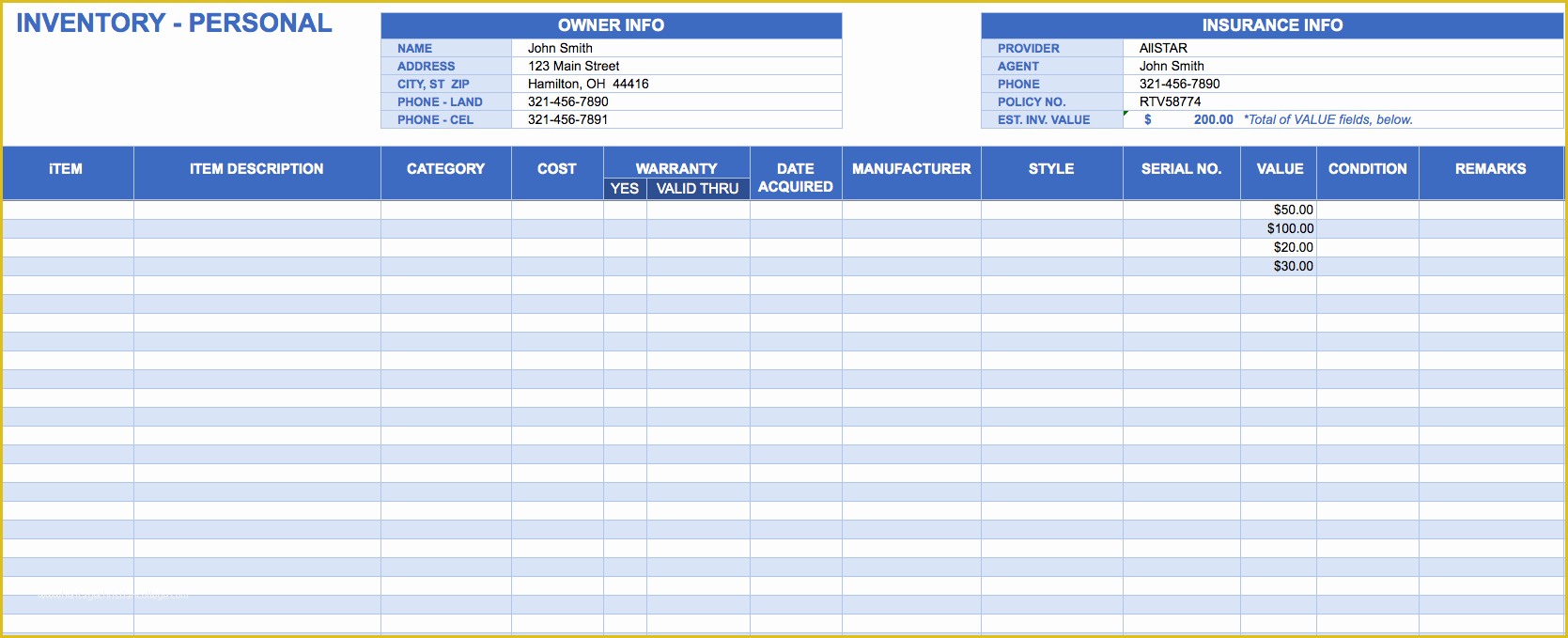 Free Excel Inventory Template Of Free Excel Inventory Templates