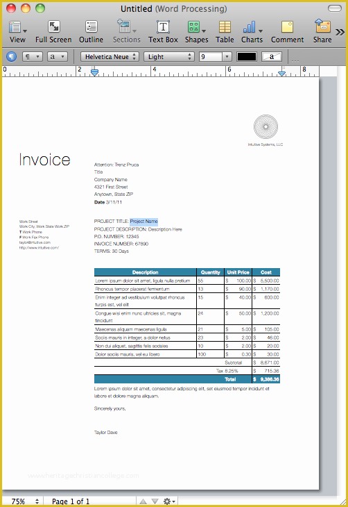 Free Excel Invoice Template Mac Of Invoice Template Mac