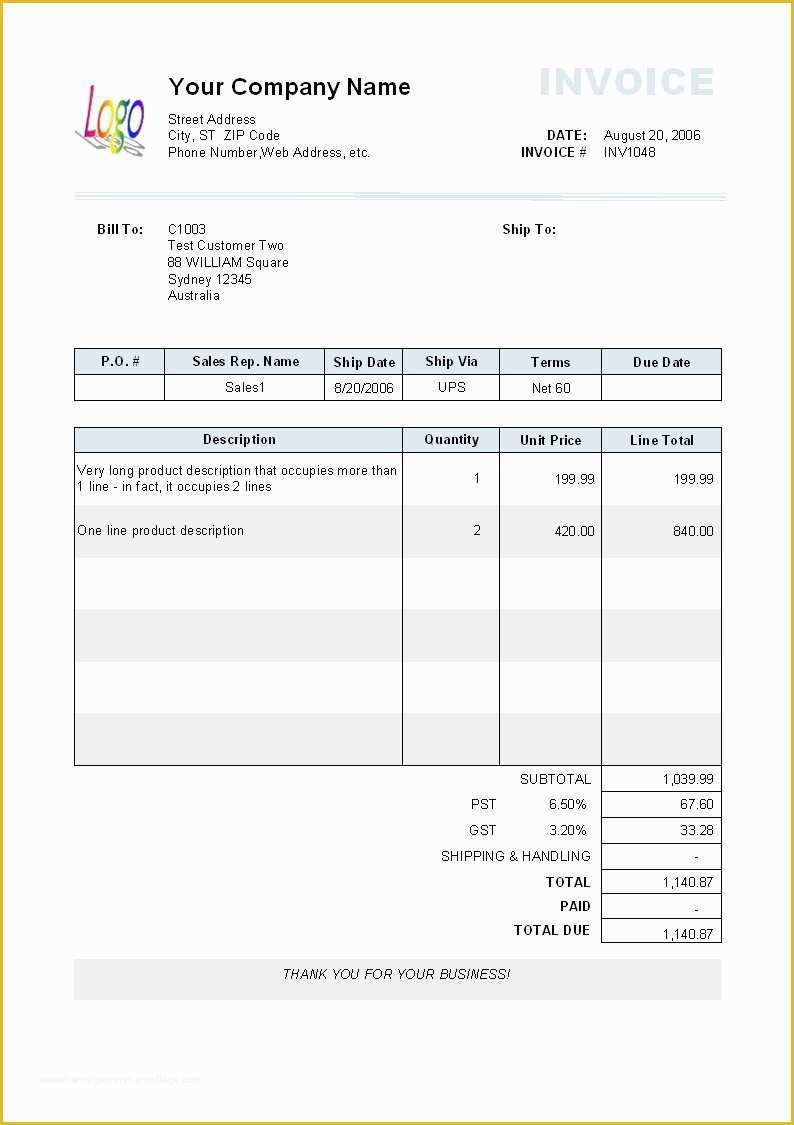 Free Excel Invoice Template Mac Of Invoice Template Numbers