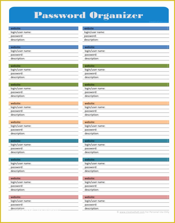 Free Excel Password Manager Template Of 8 Best Of Printable Password Keeper Template Free