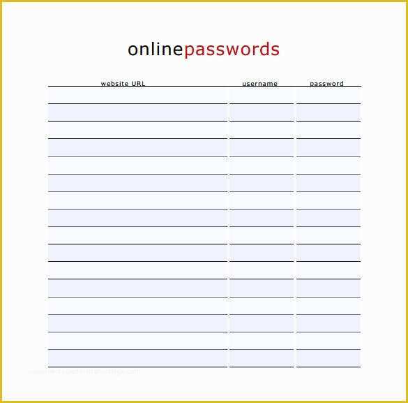 Free Excel Password Manager Template Of 8 Password Spreadsheet Templates Doc Pdf