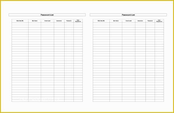 Free Excel Password Manager Template Of 9 Sample Password Spreadsheet Templates Pdf Doc Excel