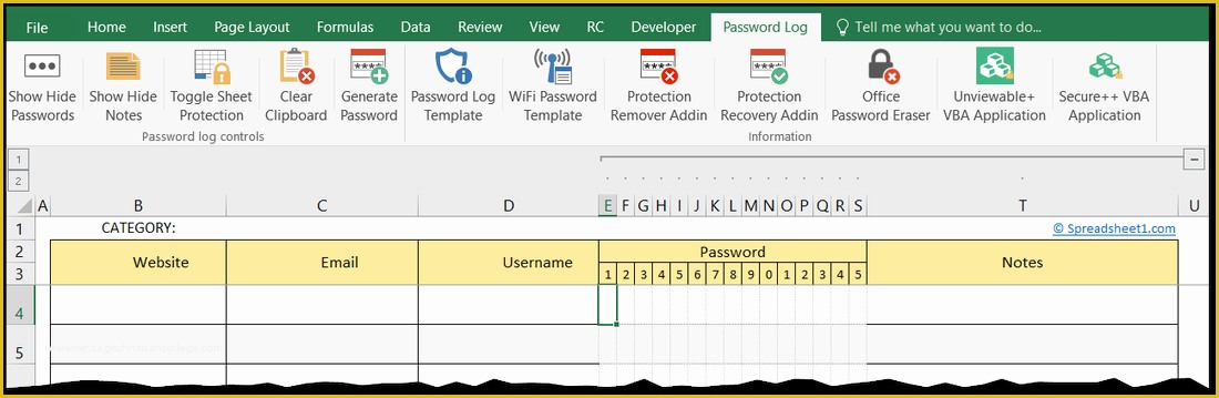 Free Excel Password Manager Template Of Free Printable Password Log Excel Template