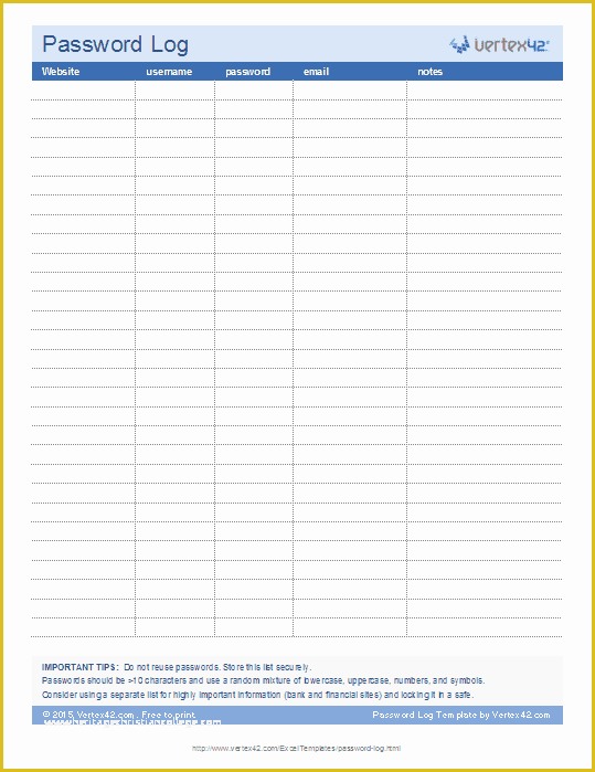 Free Excel Password Manager Template Of Password Log Template