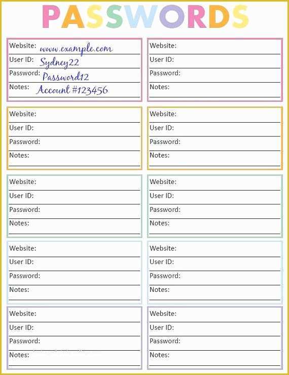 Free Excel Password Manager Template Of Password Organizer Printable Password List Password Log