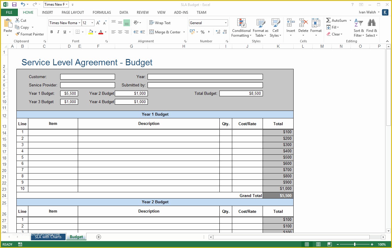 Free Excel Templates Of Service Level Agreement Template – Download 2 Ms Word &amp; 3