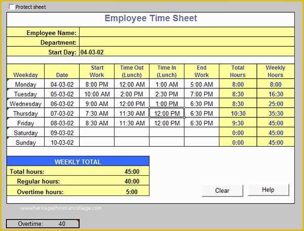 Free Excel Timesheet Template Multiple Employees Of 15 Time Card Calculator Templates