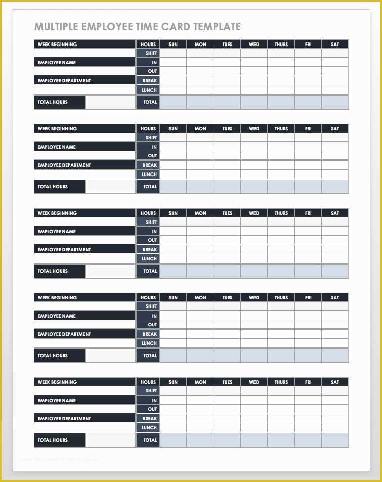 Free Excel Timesheet Template Multiple Employees Of 17 Free Timesheet and Time Card Templates