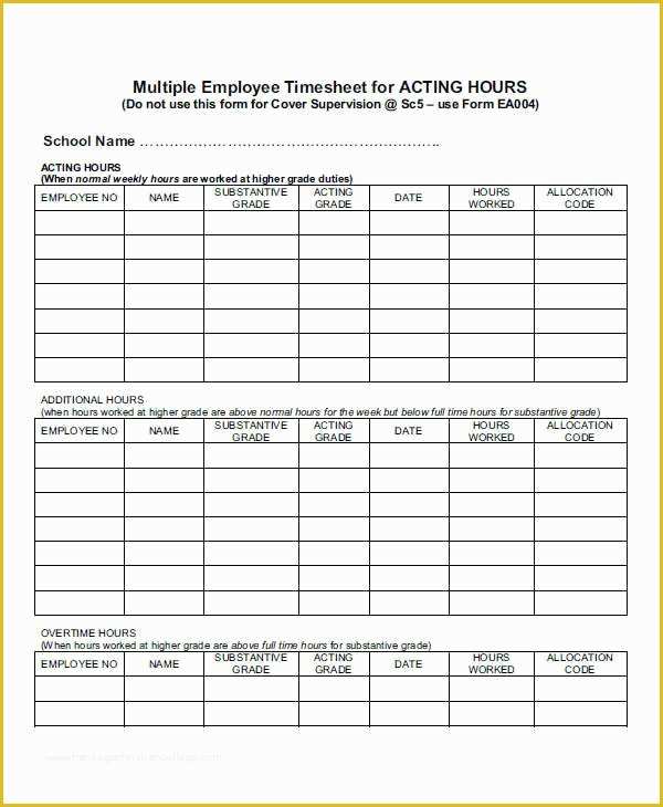 Free Excel Timesheet Template Multiple Employees Of 42 Timesheet Templates Docs Pages Word