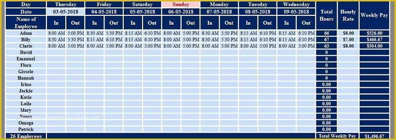 Free Excel Timesheet Template Multiple Employees Of Download Multiple Employees Weekly Timesheet Excel