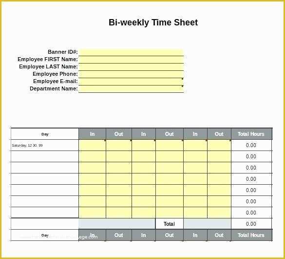 Free Excel Timesheet Template Multiple Employees Of Excel Timesheets Free Excel Template Excel Biweekly