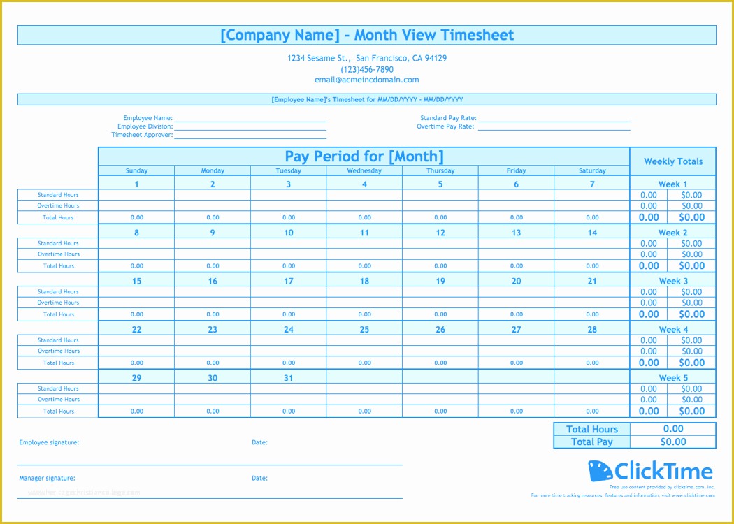 Free Excel Timesheet Template Multiple Employees Of Free Monthly Timesheet Template
