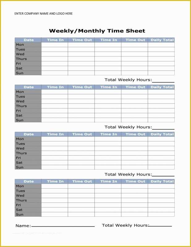 Free Excel Timesheet Template Multiple Employees Of Weekly Timesheet Template Excel