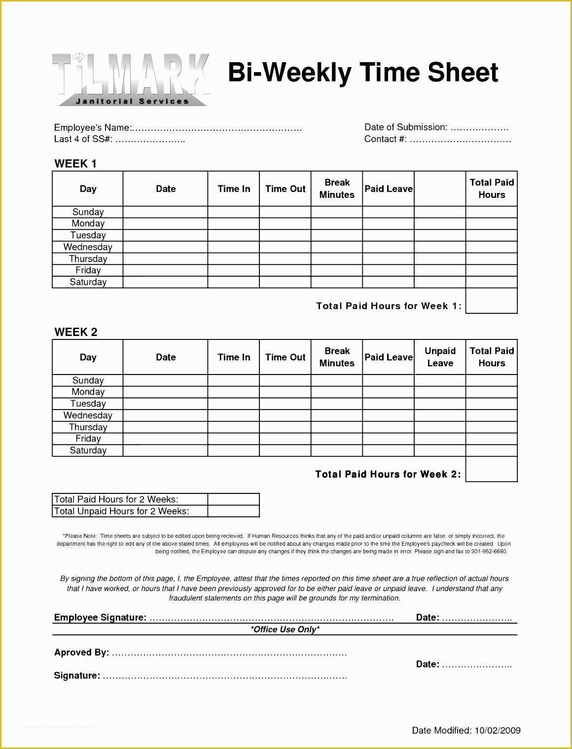 Free Excel Timesheet Template with formulas Of 8 Excel Weekly Timesheet Template with formulas