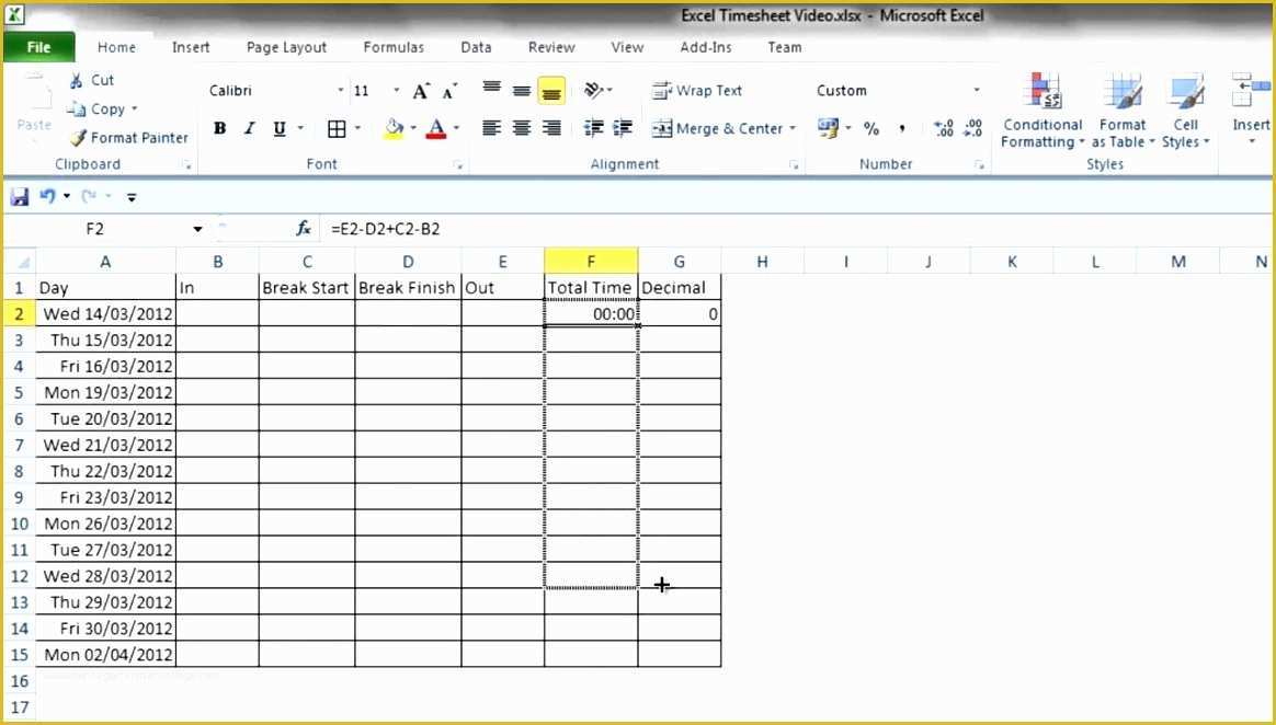 Free Excel Timesheet Template with formulas Of 8 Time Sheet Excel Template Exceltemplates Exceltemplates