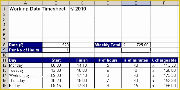 Free Excel Timesheet Template with formulas Of A Simple Excel Timesheet From Working Data