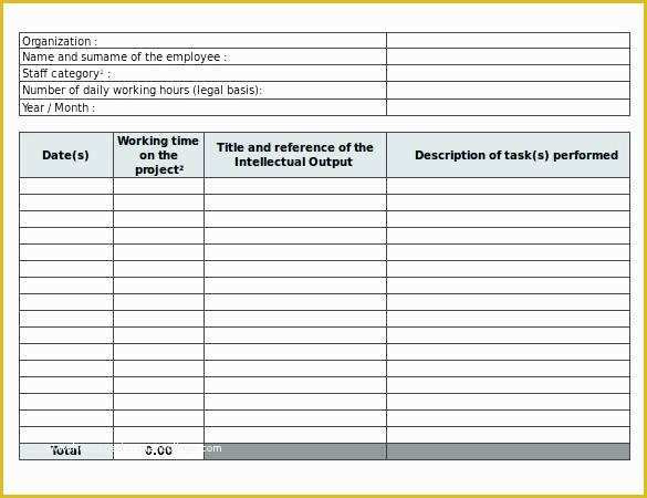 Free Excel Timesheet Template with formulas Of Daily Template Excel Free Download Monthly Timesheet form