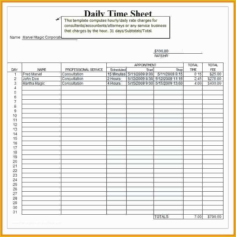 Free Excel Timesheet Template with formulas Of Excel Timesheets Sample Excel Daily Template Excel Free