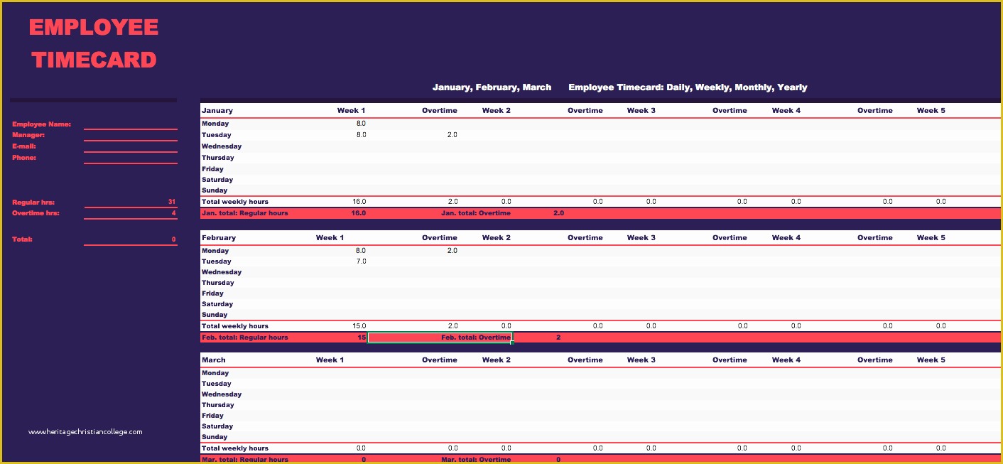 Free Excel Timesheet Template with formulas Of Monthly Timesheet Template Excel