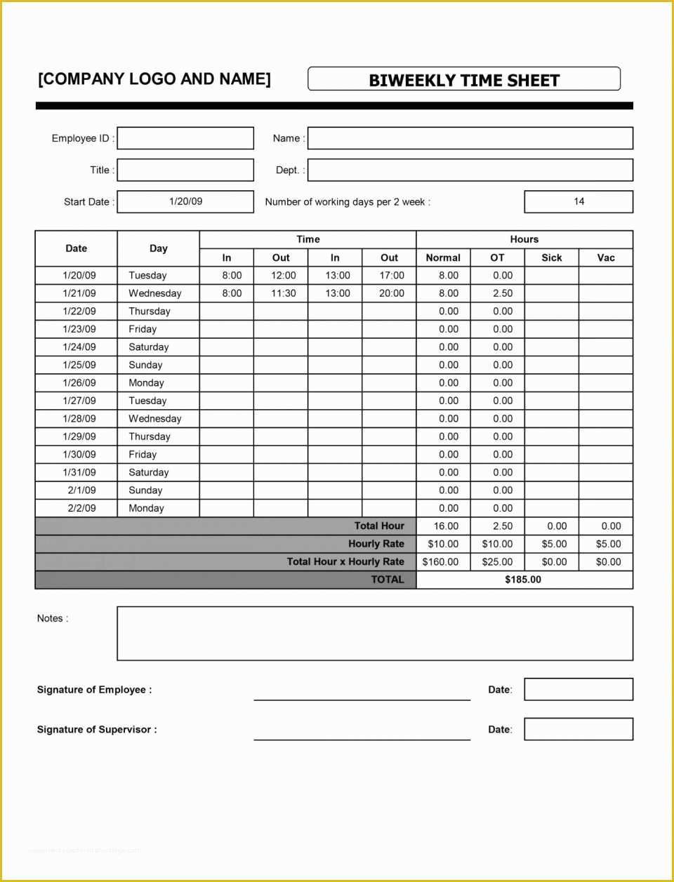 59 Free Excel Timesheet Template with formulas
