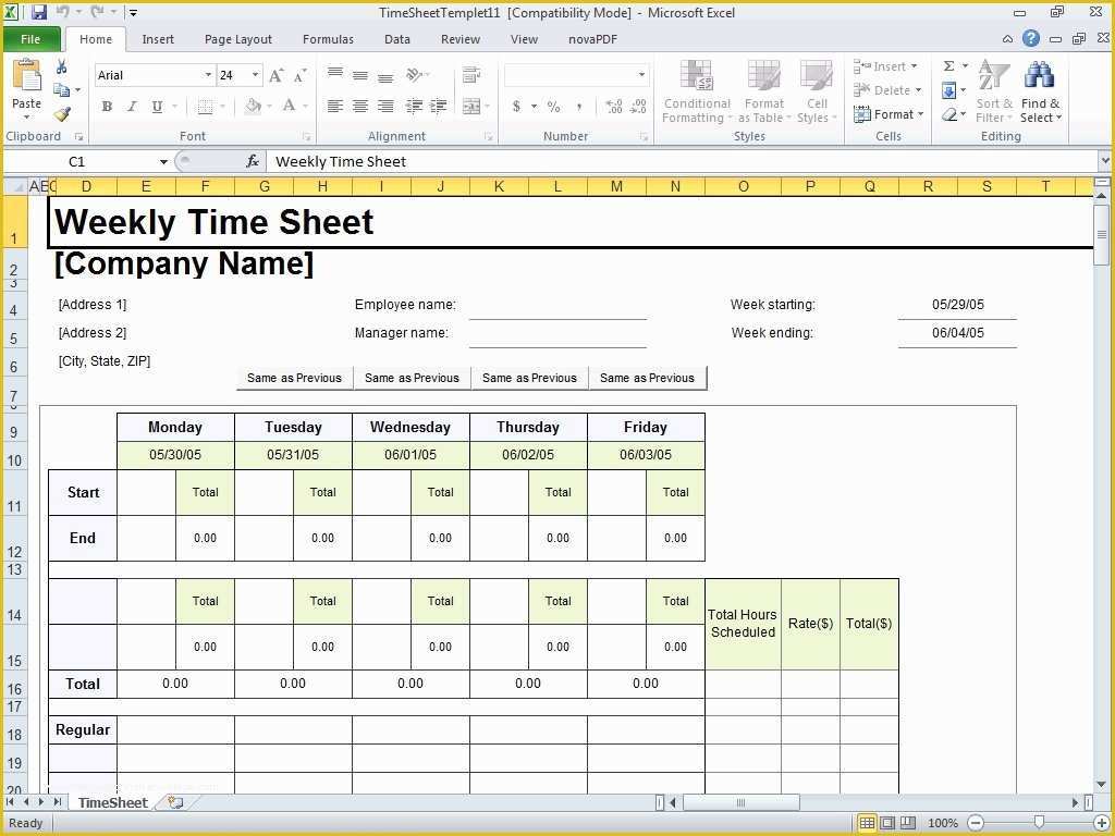 Free Excel Timesheet Template with formulas Of Timesheet Template Excel