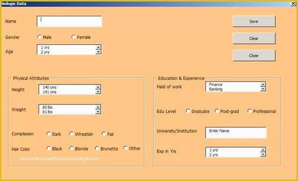 Free Excel Userform Templates Of Userform with Option button and Frame Yada Biologic Data