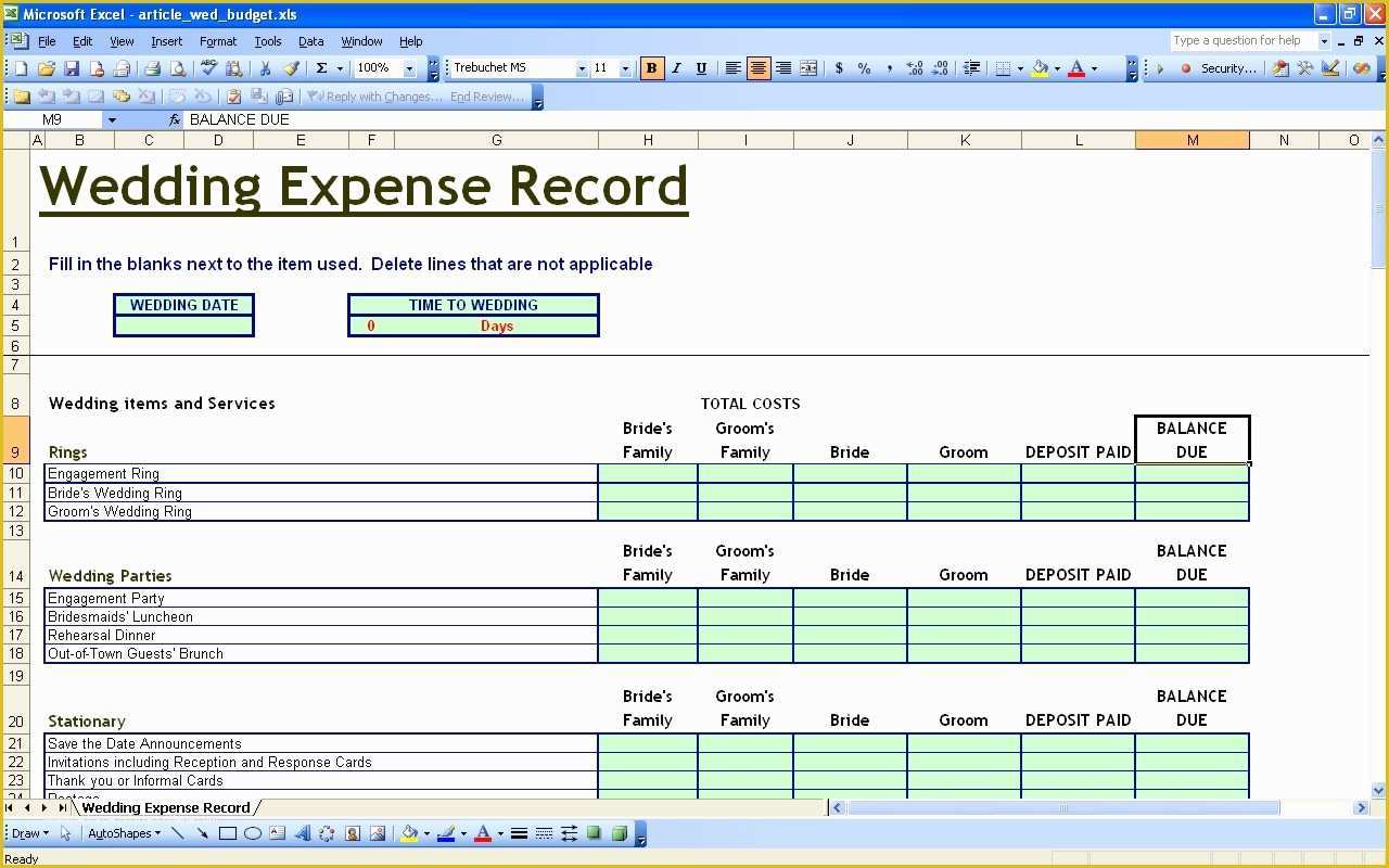 Free Excel Wedding Planner Template Of 15 Useful Wedding Spreadsheets – Excel Spreadsheet