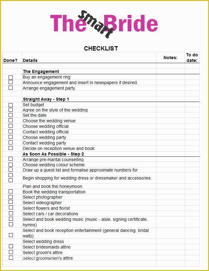 Free Excel Wedding Planner Template Of Wedding Checklist Template 20 Free Excel Documents