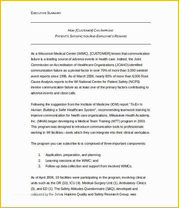 Free Executive Summary Template Of 31 Executive Summary Templates Free Sample Example