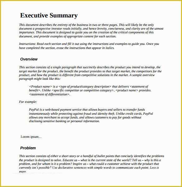 Free Executive Summary Template Of 31 Executive Summary Templates Free Sample Example